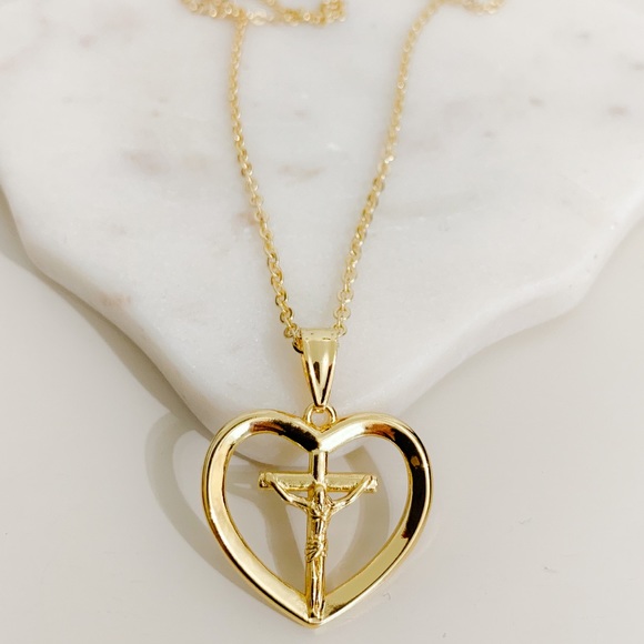 444 Style Jewelry - Jesus Heart Cross Necklace | 14k Gold Filled